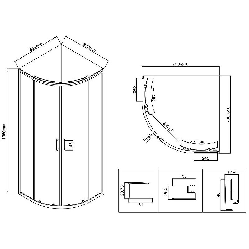Душевой уголок Vincea City 80x80 VSQ-5CT800MT