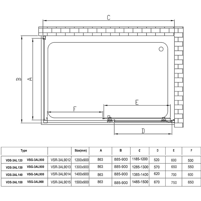Душевой уголок Vincea Alpha 120x90 VSR-3AL9012CLB