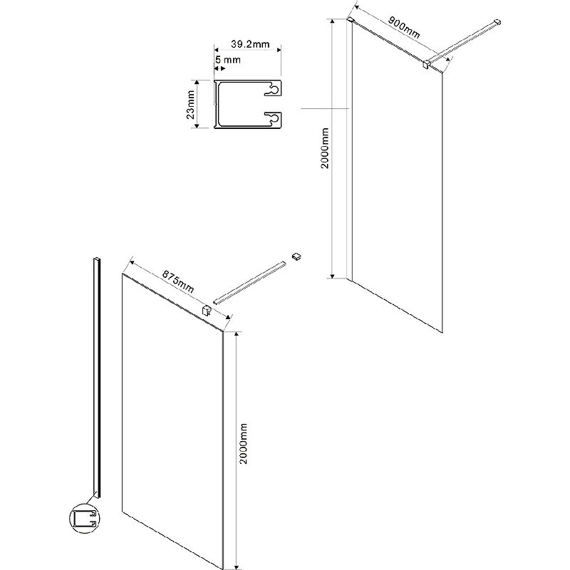 Душевая перегородка Vincea Walk-In 90 VSW-1H900CGB