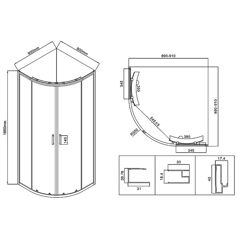Душевой уголок Vincea City 90x90 VSQ-5CT900MT