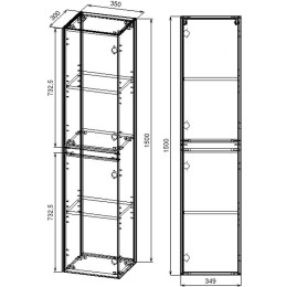 Шкаф пенал Vincea Chiara/Luka 35 VSC-2CL150NO подвесной