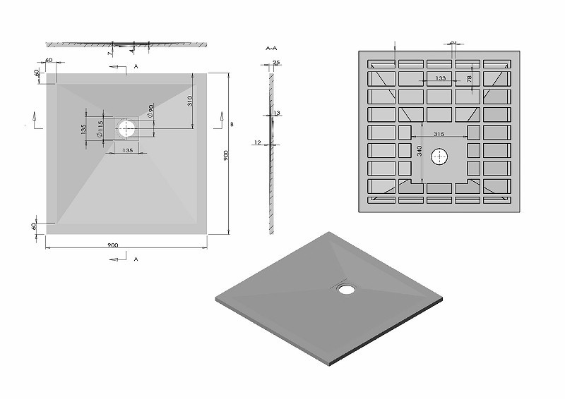 Душевой поддон из искусственного камня Vincea 90x90 VST-4SR9090W