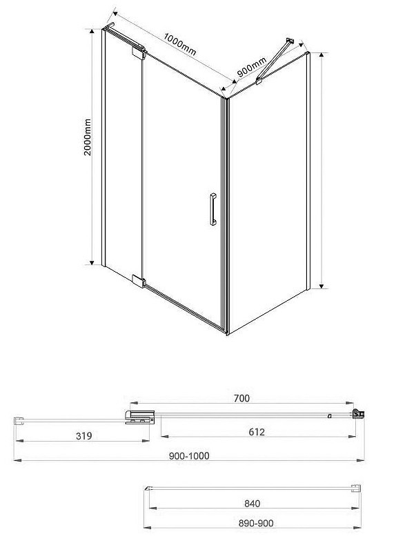 Душевой уголок Vincea Extra 100х90 VSR-1E901090CGB