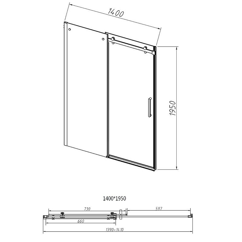 Душевая дверь Vincea Como-N 140 VDS-4CN140CGB