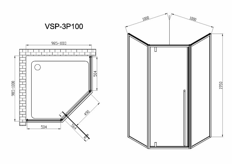 Душевой уголок Vincea Penta 100х100 VSP-3P100CL