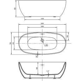 Акриловая ванна Vincea 160x78 VBT-405-1600
