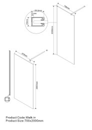Душевая перегородка Vincea Walk-In 70 VSW-1H700CLBN