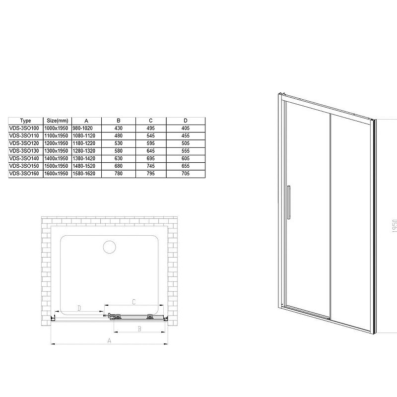 Душевая дверь Vincea Soft 160 VDS-3SO160CL
