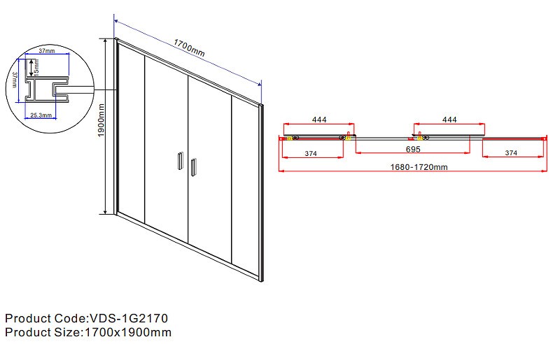 Душевая дверь Vincea Garda 170 VDS-1G2170CH